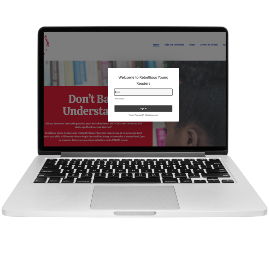 Laptop showing the Online Library tier for Banned Book Subscription